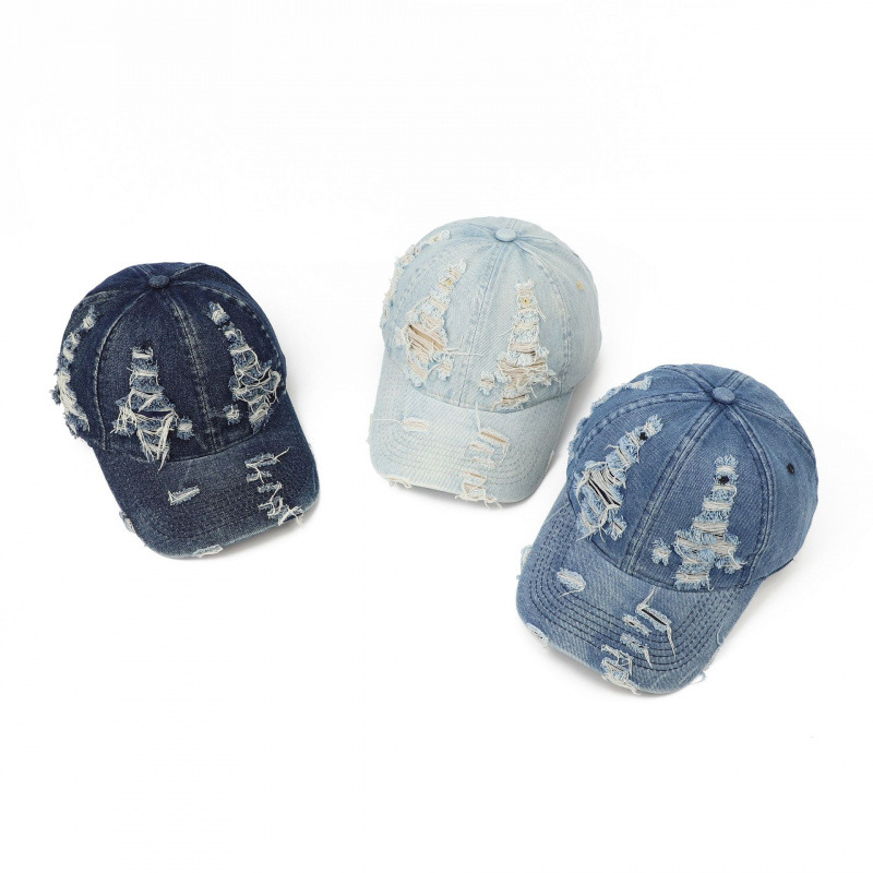 Vintage denim baseballkeps för damer med tvättad effekt_voghion.com