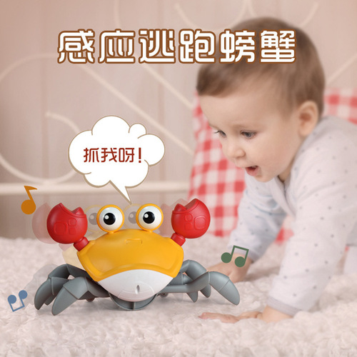 Cross-border electric induction crab automatically escapes and avoids obstacles induction crab light music electric toy