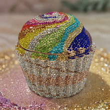 Cupcake clutch跨境蛋糕冰淇淋满钻包金属镶钻晚宴包宴会手拿女包