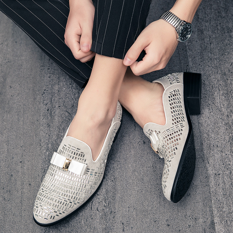 Transfronterizos de tamaño grande otoño nuevos zapatos de cuero de diamante zapatos de hombre de moda nuevos zapatos de cuero puntiagudos barquero image 5