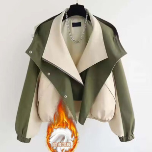 cotton and thickening little Korean slim frock windbreaker coat 2024 new autumn and winter plus size women's top