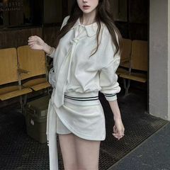 学院风俏皮娃娃领卫衣系带可拆卸半身裙女2025早秋新品两件套裙子