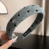 20 polka dot wide edge gray headband (silver metal mark)