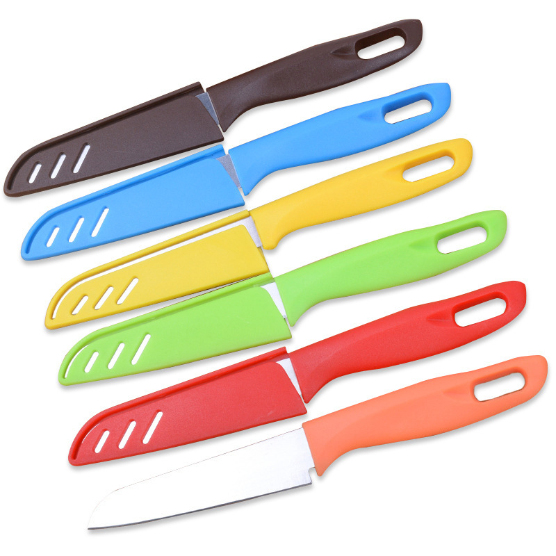 Suministro directo de precio de fábrica Cuchillo pelado de melones y frutas con juego de cuchillos Cuchillo de cocina Cuchillo de melón portátil Cuchillo de fruta pelado de color caramelo