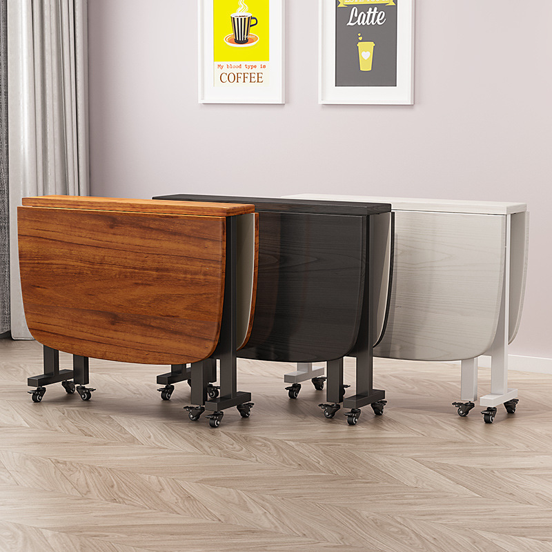 Casa de tres veces mesa plegable móvil y silla pequeño apartamento móvil plegable mesa de comedor y silla con ruedas simple mesa triple y silla