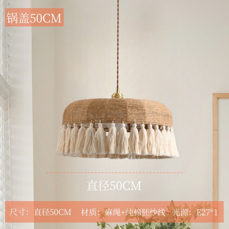 Viento tranquilo retro cordón de cáñamo con frosted lámpara de cama creativa lámpara principal comedor sala de estar lámpara sala modelo lámpara Zhongshan