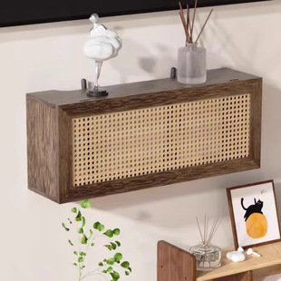 Rattan Router Hotel Wall-Mounted Wifi Bedroom Wire Box Plug-In Board Hub Box Living Room Storage Rack Shelf
