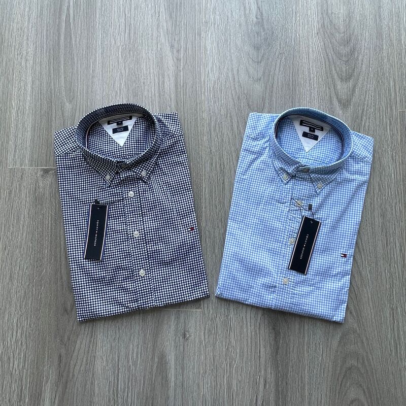 2022 New TOMMY/TOMMY Shirt Men's Business Casual Cotton Plaid Long Sleeve Spring Shirt