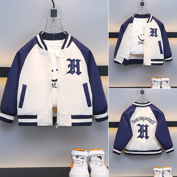 Boys' letter embroidered baseball jacket 2024 Spri and Autumn collection new handsome jacket, trendy children's_voghion.com