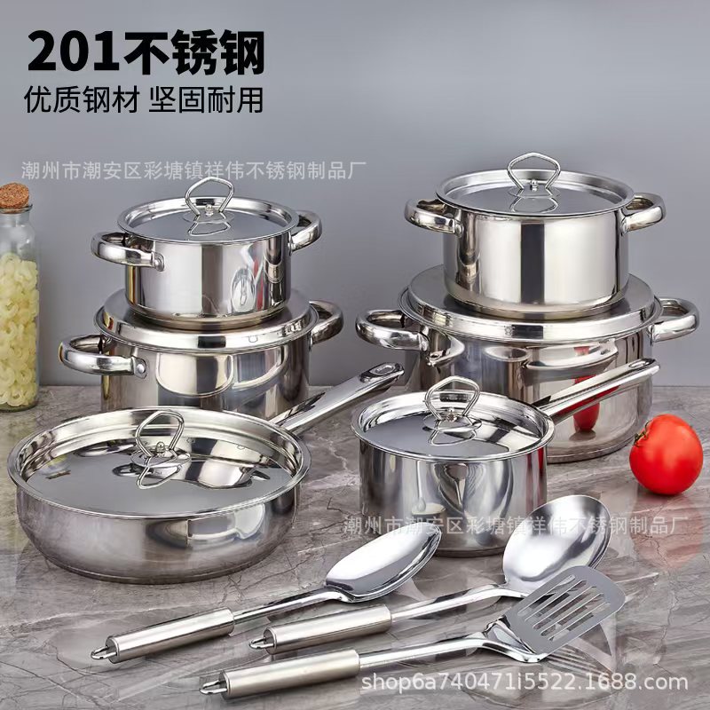 跨境热销锅具套装礼品厨房锅具加厚多件套锅15件套跨境炊具锅pot-阿里巴巴