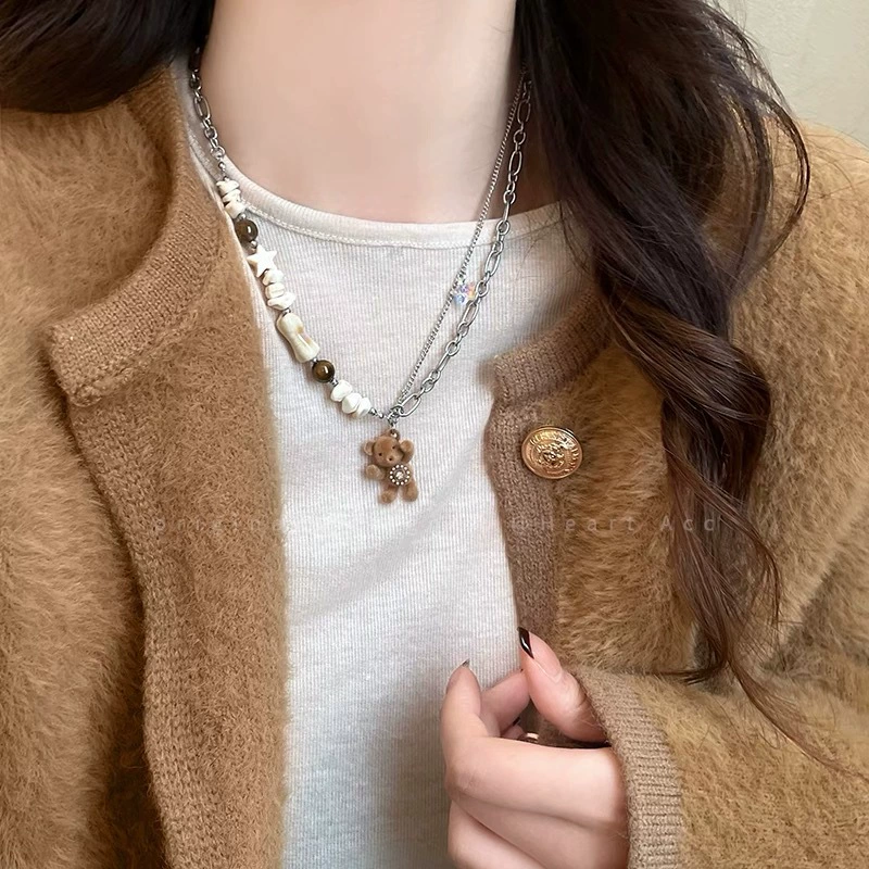 Small necklace, universal sweater, accessory, with little bears