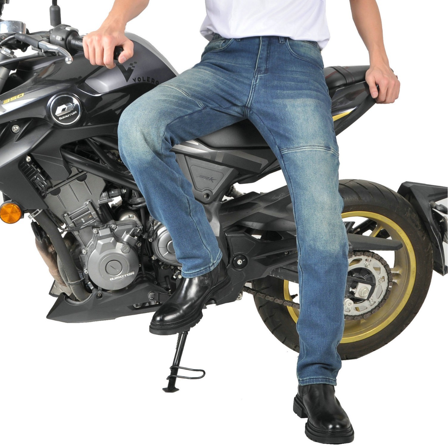 VOLERO Four Seasons Motorcycle Jeans Pantalones de ciclismo de motocicleta rectos casuales para hombres Pantalones resistentes al desgarro y resistentes al desgaste