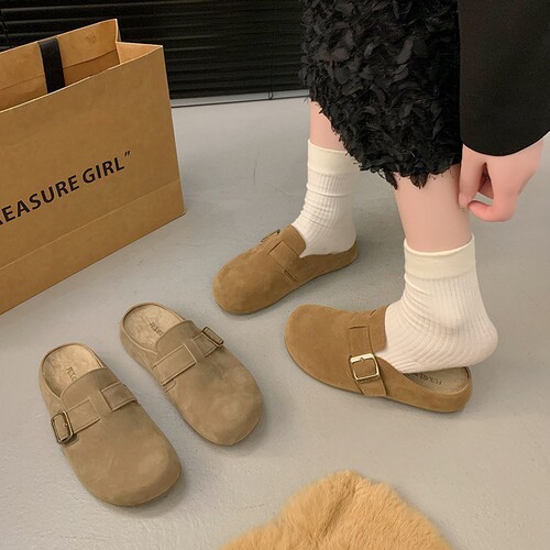 Thick sole and height-increasing Birken shoes, ugly and cute, step-on head and half slippers, women's outer wear new autumn Birken shoes