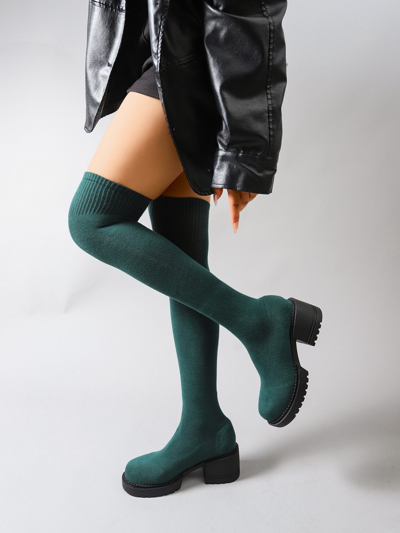 Damen Overknee Cowboystiefel Mit Blockabsatz Und Elastischer Passform_voghion.com