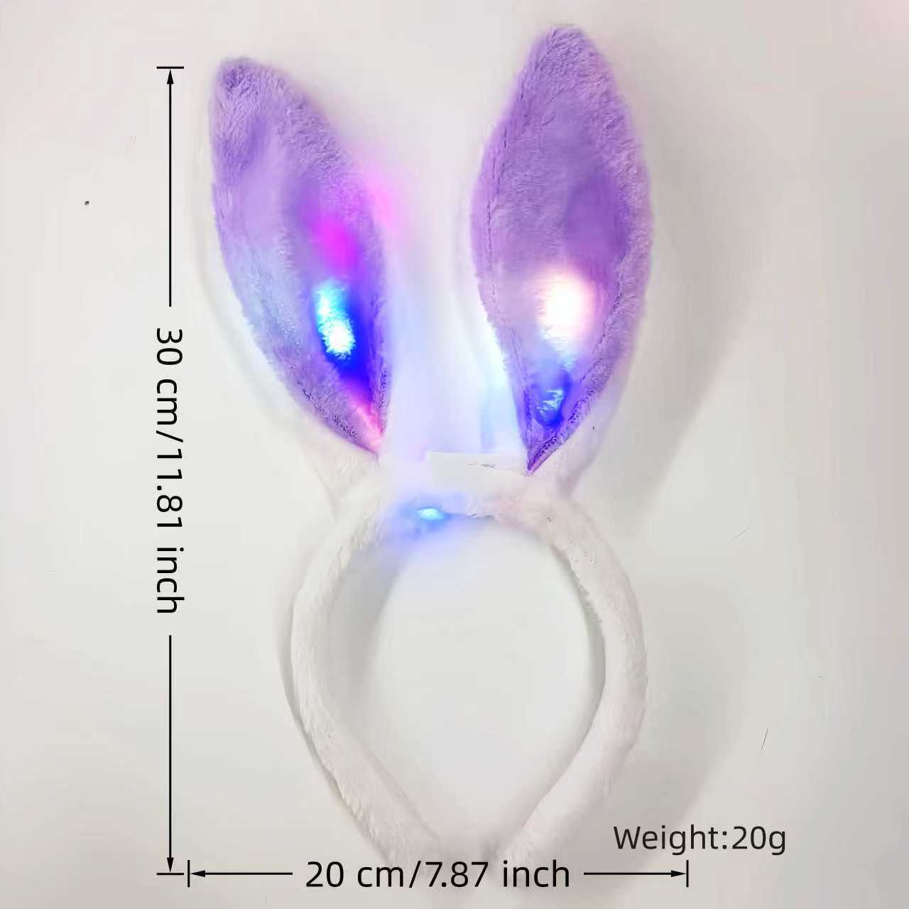 Transfronterizo luminoso conejo oreja banda de cabello adorable peluche banda de cabello oreja banda de cabello accesorios de vestir de fiesta de Pascua
