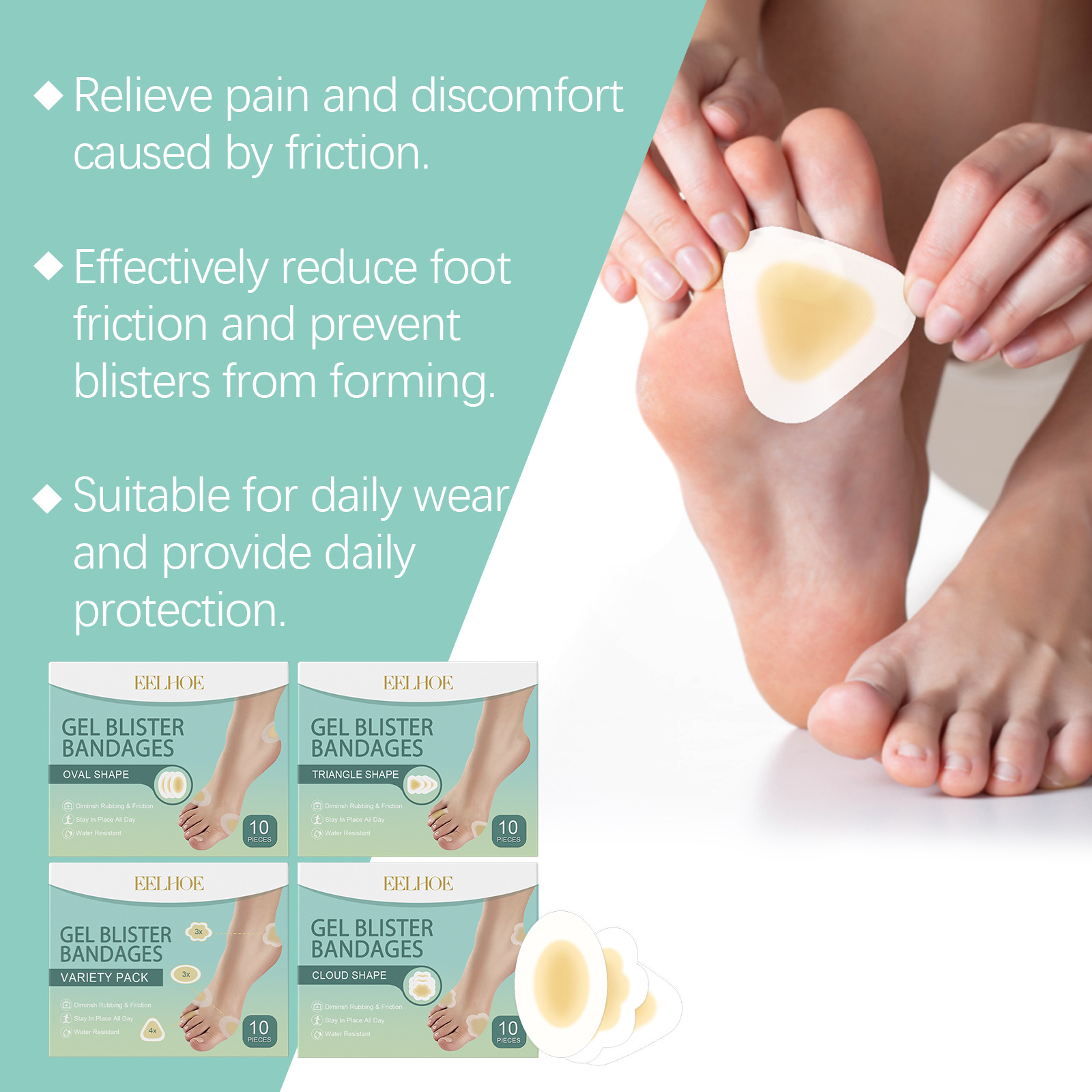 EELHOE blister bandage, foot breathable, light, dry, portable, comfortable and stable foot skin care bandage_voghion.com
