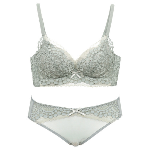 Ladies' Underwear Set - Close-Fit Small Cup Winter Bra Without Underwire, Side Breast Support, Anti-Sagging Sexy Lace Bralette