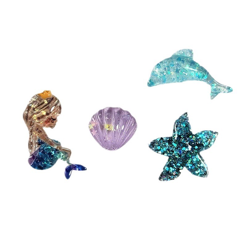 水晶美人鱼海豚海星diy树脂饰品配件发夹抓夹吊坠手工配饰材料|undefined