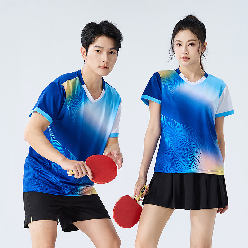New Badminton Clothes Sports suit Adult Men's and Women's Training Clothes Quick-drying Table Tennis Competition Printed Team Clothes