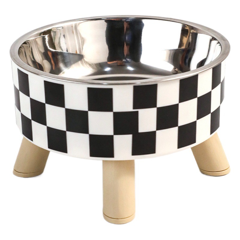 Hawo nuevo en caja simple lunares de acero inoxidable para mascotas cubilete cuello protección antideslizante gato tazón vajilla suministros