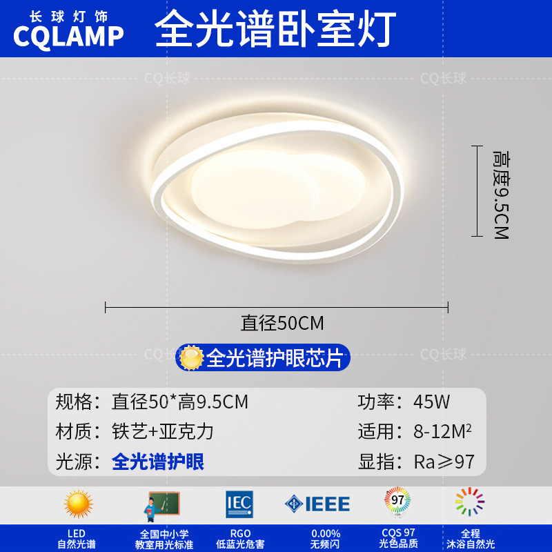 Lámpara de sala de estar, luz principal de atmósfera simple moderna 2024, nueva lámpara de techo de estudio de dormitorio de protección ocular de espectro completo minimalista