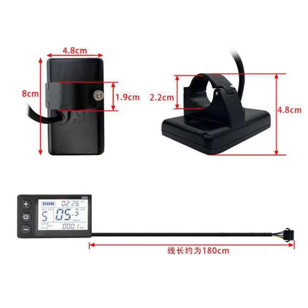 S866 Bicycle Computer Lcd Large Screen Liquid Crystal Display Electric Bicycle Instrument Universal for Road Bikes 5-Pin Interface