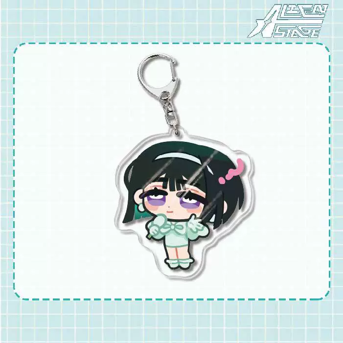 Acrylic keychain (Alien Stage) Mizi Sua, double‑sided 6 cm, metal ring & clasp