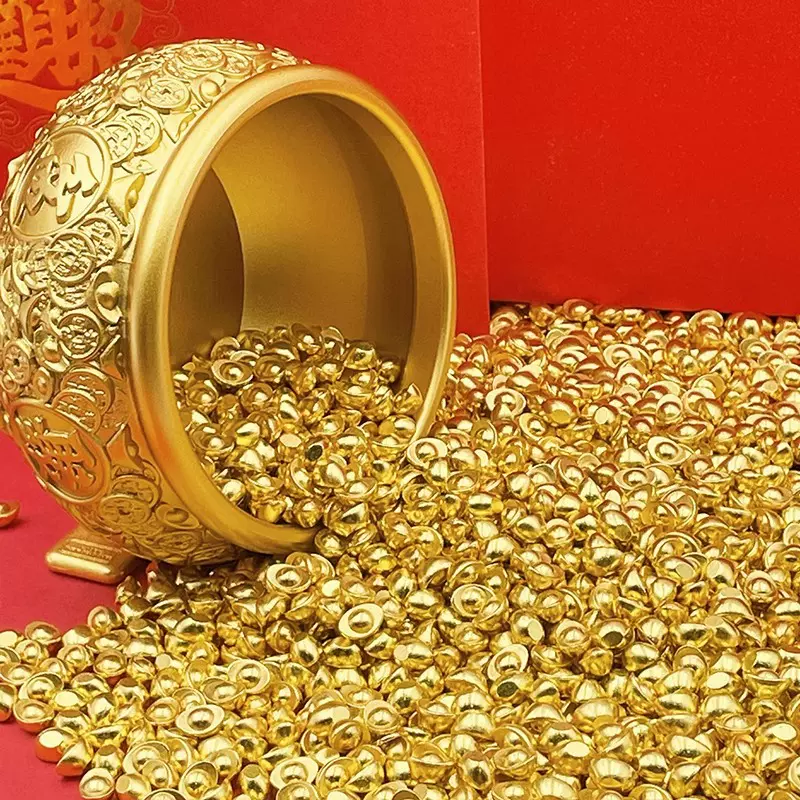 实心仿金迷你元宝金条聚宝盆填充物店铺客厅装饰品乔迁礼风水摆件