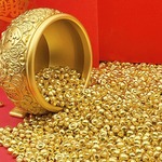 实心仿金迷你元宝金条聚宝盆填充物店铺客厅装饰品乔迁礼风水摆件