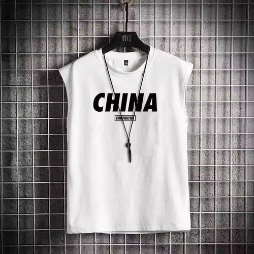 Summer Men's Casual Sports Tank Top Loose Trendy Sleeveless T-Shirt Basketball Jacket Base Top for Men