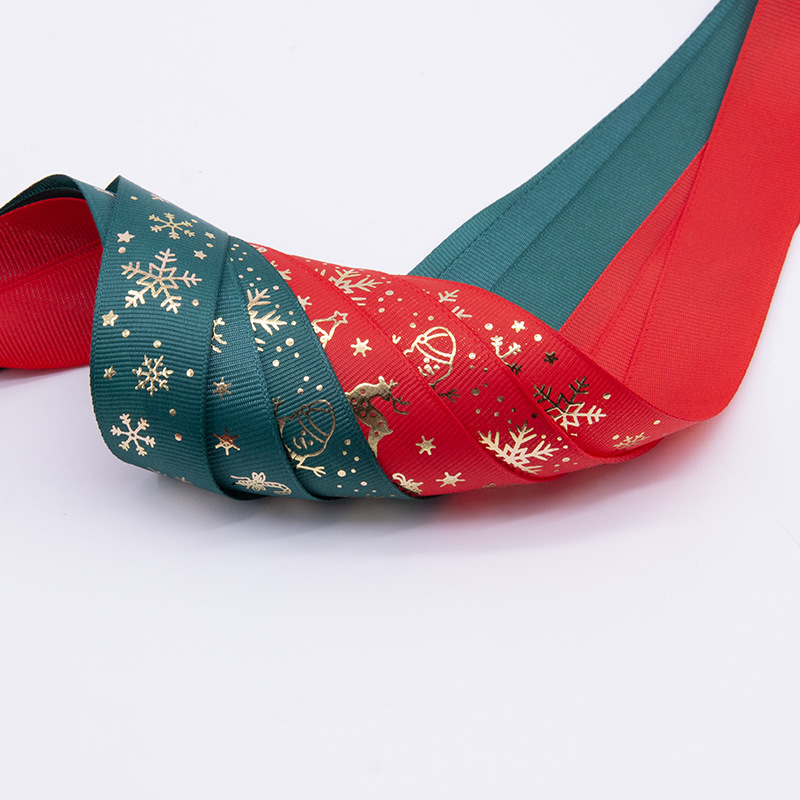 Nueva impresión de cinta de costilla de Navidad 2.5cm caja de regalo de Navidad embalaje cinta de colores cinta Tianyi Mei