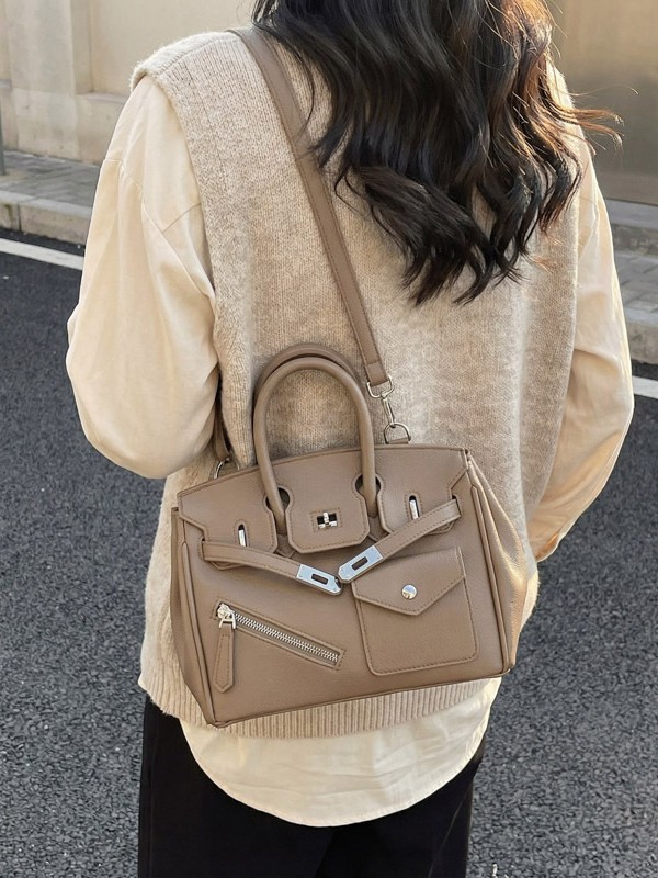 Bolsos de platino de textura superior, bolsos de gran capacidad, nuevos bolsos de mano transfronterizos, bolsos de hombro retro, bolsos de Kelly