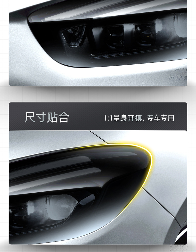 Suitable for Mercedes-Benz TPU headlight film A- class B- class C- class E-class anti-scratch repair scratch light control blackened film TPU protective film
