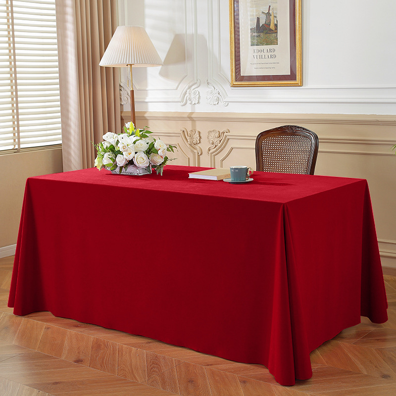 Conference Table Tablecloth Hotel Exhibition Business Event Stall Tablecloth Wedding Engagement Rectangular Red Thickeneded Velvet