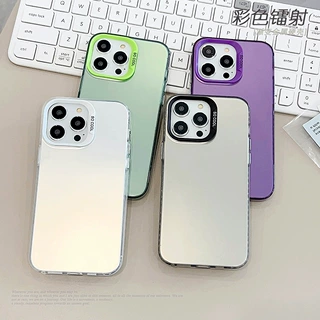 适用iphone15极光镭射17Pro max手机壳16苹果13纯色电镀11高级感