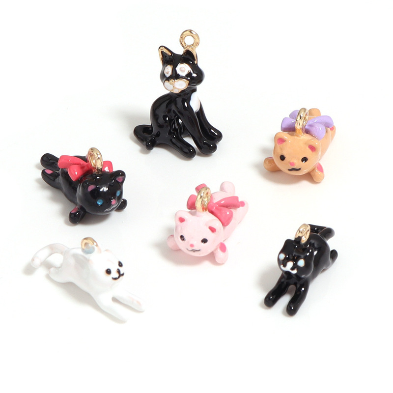 合金オイルドリップ立体シミュレーション漫画かわいい黒猫ペンダント DIY 手作りジュエリーペンダントアクセサリー|undefined