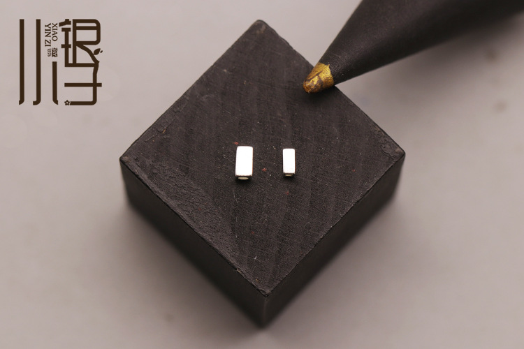 S925 Pure Silver Spacer Beads, Rectangular Plain Silver Loose Beads, Silver DIY Bracelet and Necklace Materials, Silver Accessories