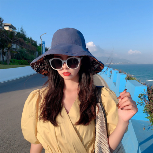Fisherman Hat Women's Two-Sided Wear  Spring New Bucket Hat Sunshade Sunscreen Versatile Foldable Face-Smaller Casual Hat