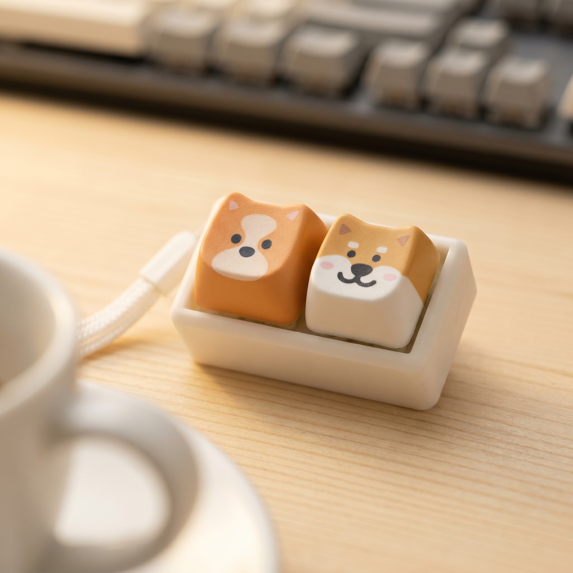 柴犬可爱小狗热升华键帽3D打印底座减压按键小机械键盘可拆卸键帽