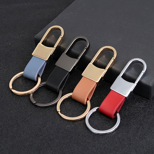 New Metal Leather Keychain, Zinc Alloy Clasp, Creative Simple Men's Car Keychain Holder, Wholesale