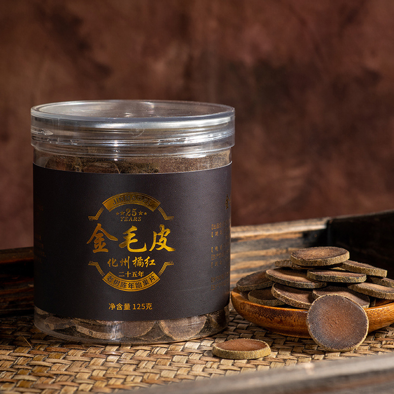 Aged Huazhou Tangerine Peel Slices Hua Ju Hong 125g Jar 25 Year Old Tree Citrus Slices for Traditional Tea and Decoction overview
