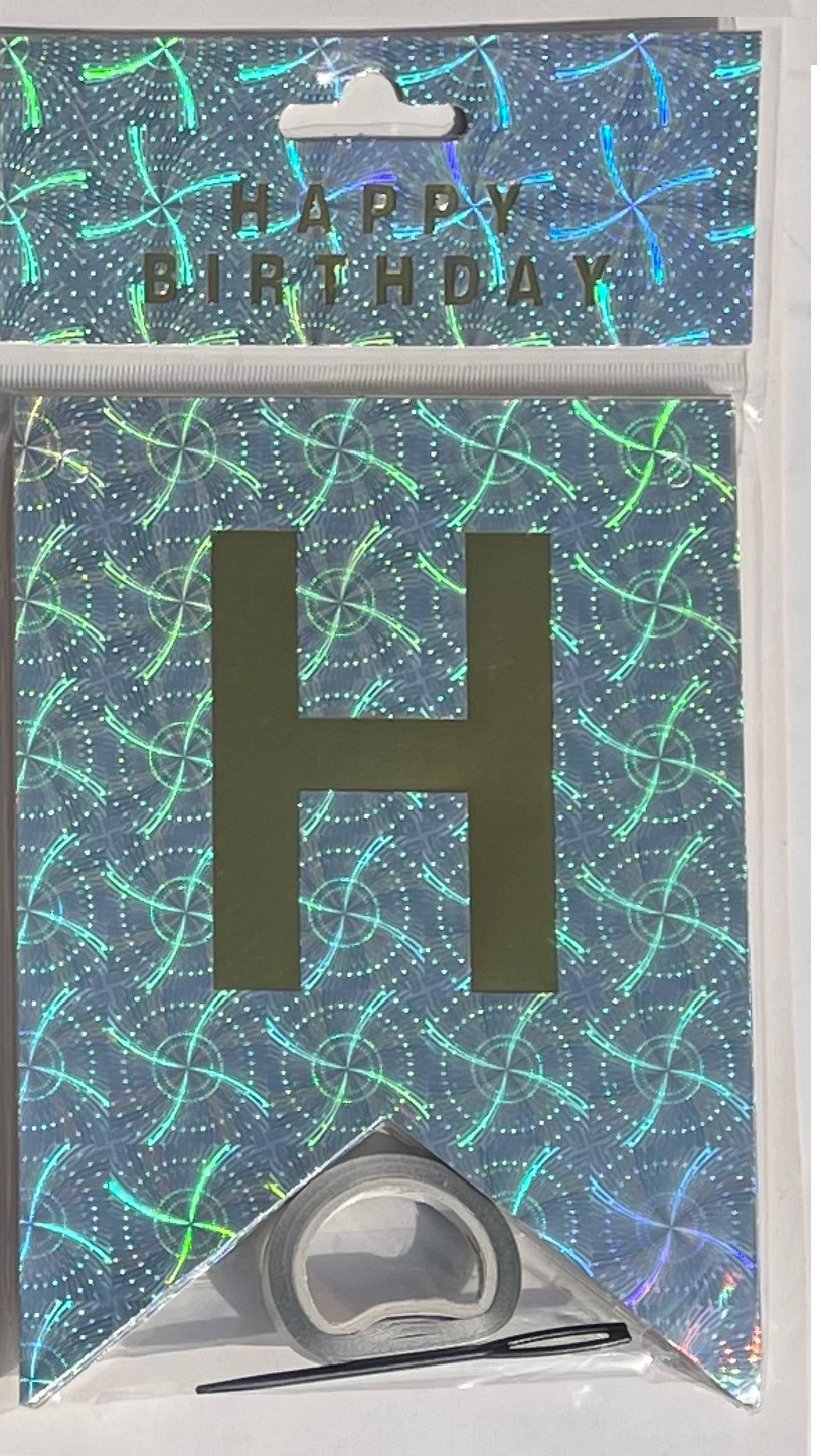 HAPPY BIRTHDAY fiesta de cumpleaños en inglés diseño diagonal de bandera de cola de mermaid letras banderas de color