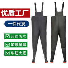 半身下水裤防水衣服尼龙钓抓鱼捕鱼连体水衣裤下水防水裤迷彩路亚