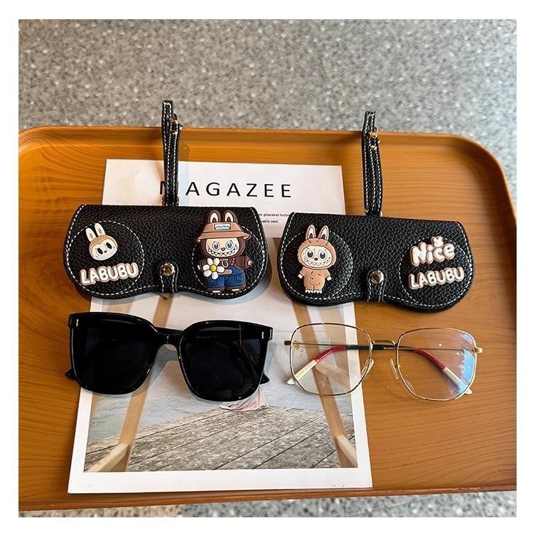 New Cartoon Labubu Glasses Case Bag Hanging Men's and Women's Sunglasses Glasses Case Portable Student Myopia Glasses Cosmetics Bag