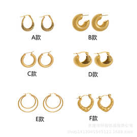 跨境钛钢简约时尚欧美套装耳环不锈钢饰品耳扣小众设计不规则耳饰