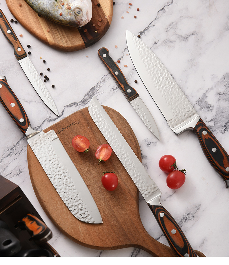 【定制】亚马逊刀具套装15件套彩木柄钢头刀套装带木刀座礼品刀具详情22