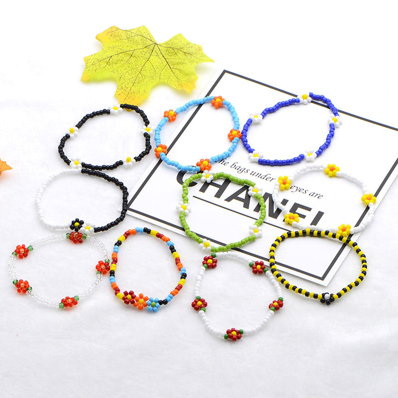 Japan and South Korea East Gate Hyun Ya Style Vitality Girl Bracelet Daisy Bracelet ins Rice Beads Flower Bracelet