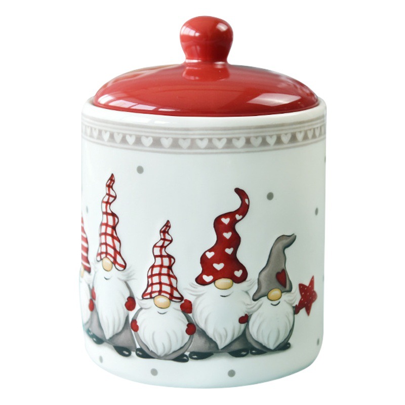 Ronda sellada tarro de cerámica grande tarro granos de frutas secas merienda tarro de almacenamiento de regalo de Navidad creativo