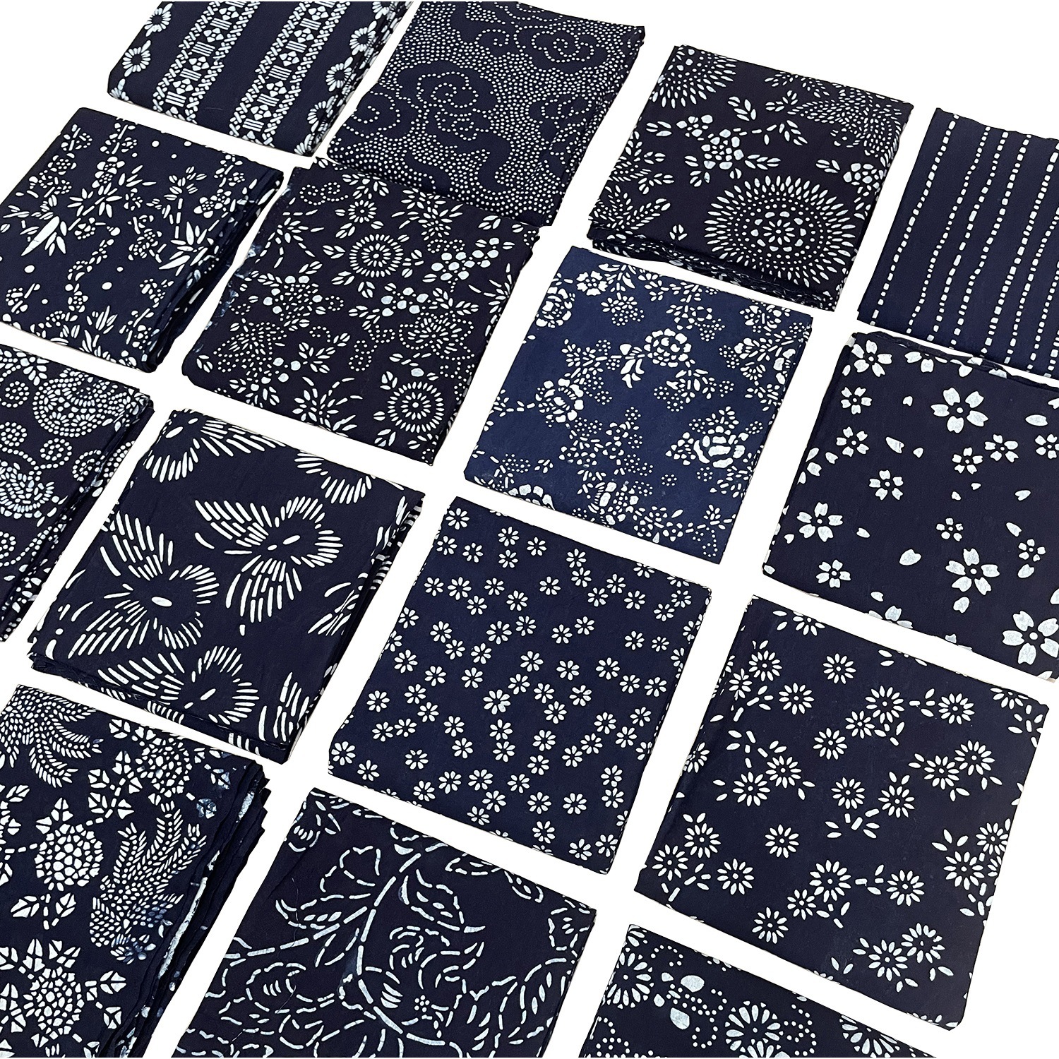 手工植染布料蓝印花布靛蓝布草木染青花布幼儿园手工DIY装饰