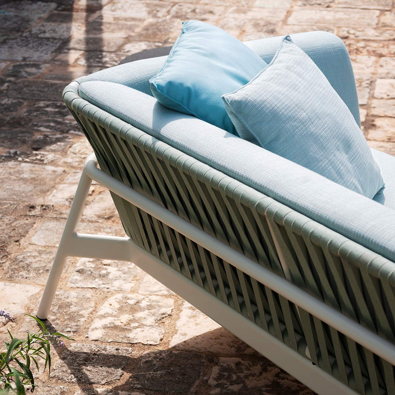 Sofá de tela de caña al aire libre patio sala de estar balcón patio muebles de caña creativo sofá mesa de té combinación de tejido de cuerda